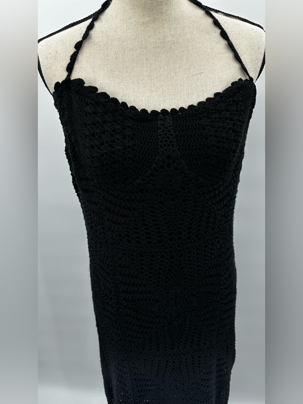 Free People Black Crochet Maxi Dress size L